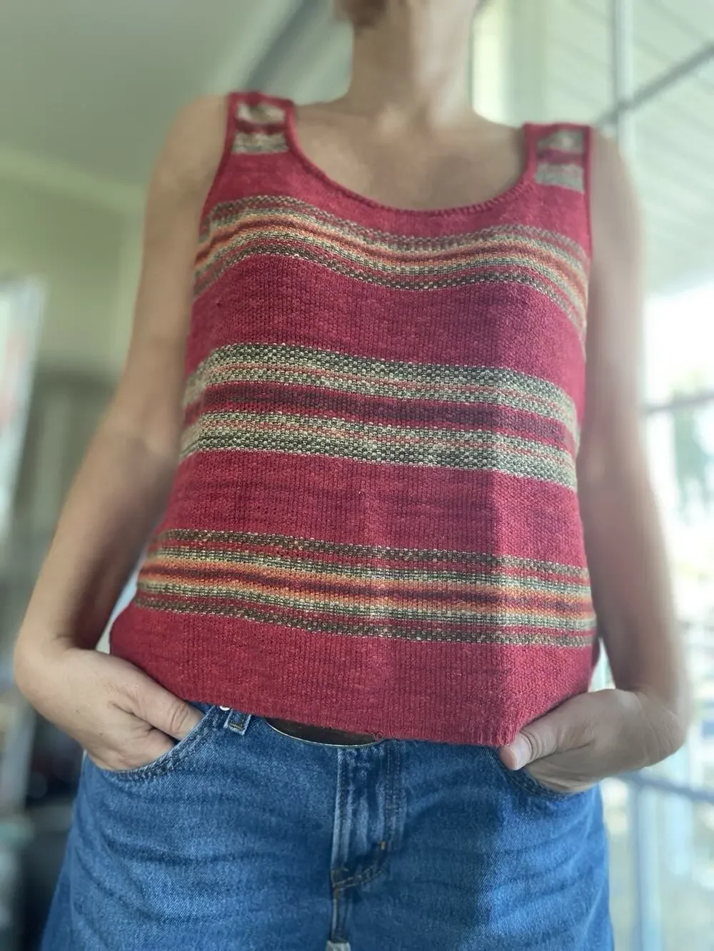Ralph Lauren Multicolor Striped Tank Top Shirt Cotton Linen Blend M - Picture 1 of 6